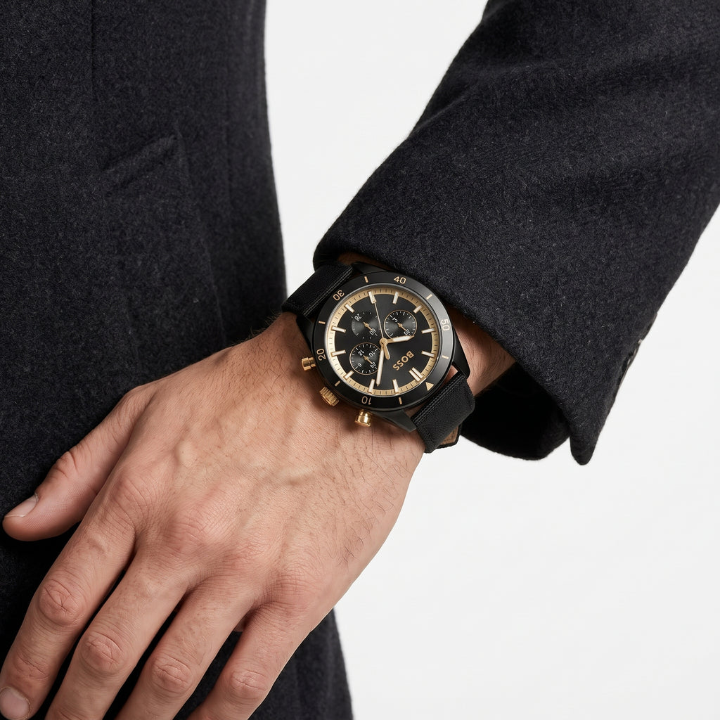 Boss Original Chronograph Watch in Black and Gold