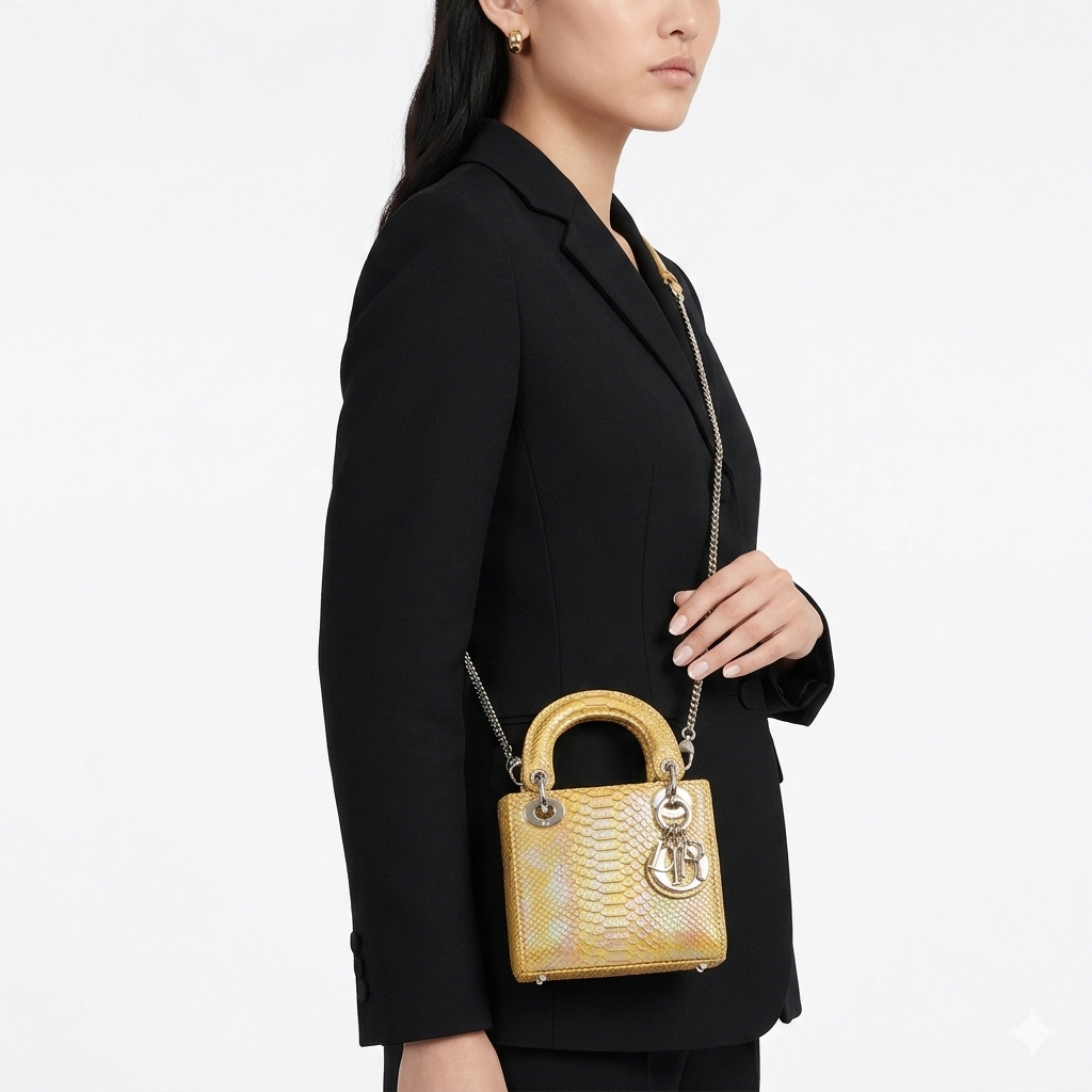 Dior Micro Lady Dior Bag in Yellow Iridescent Python 🐍✨💛