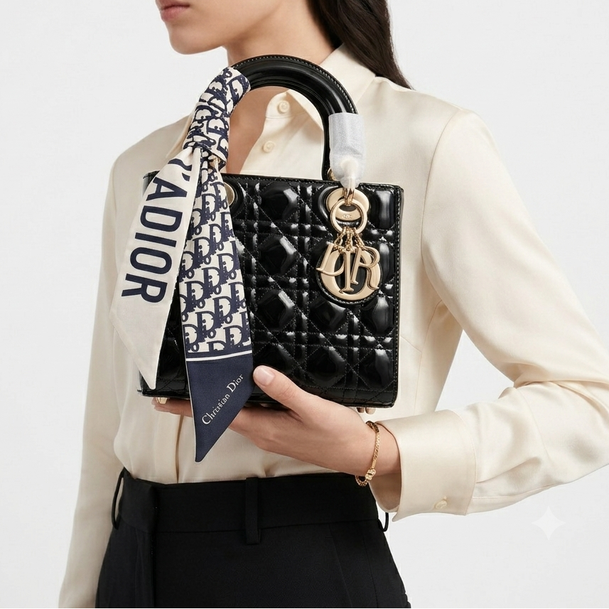 Lady Dior Quilted Patent Leather Bag with Gold-Tone Hardware ✨👜