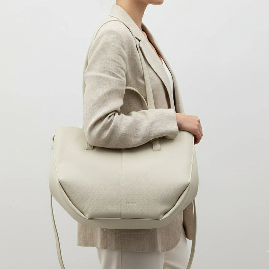 Polène Cyme Textured Leather Tote Bag in Chalk 🕊️👜✨