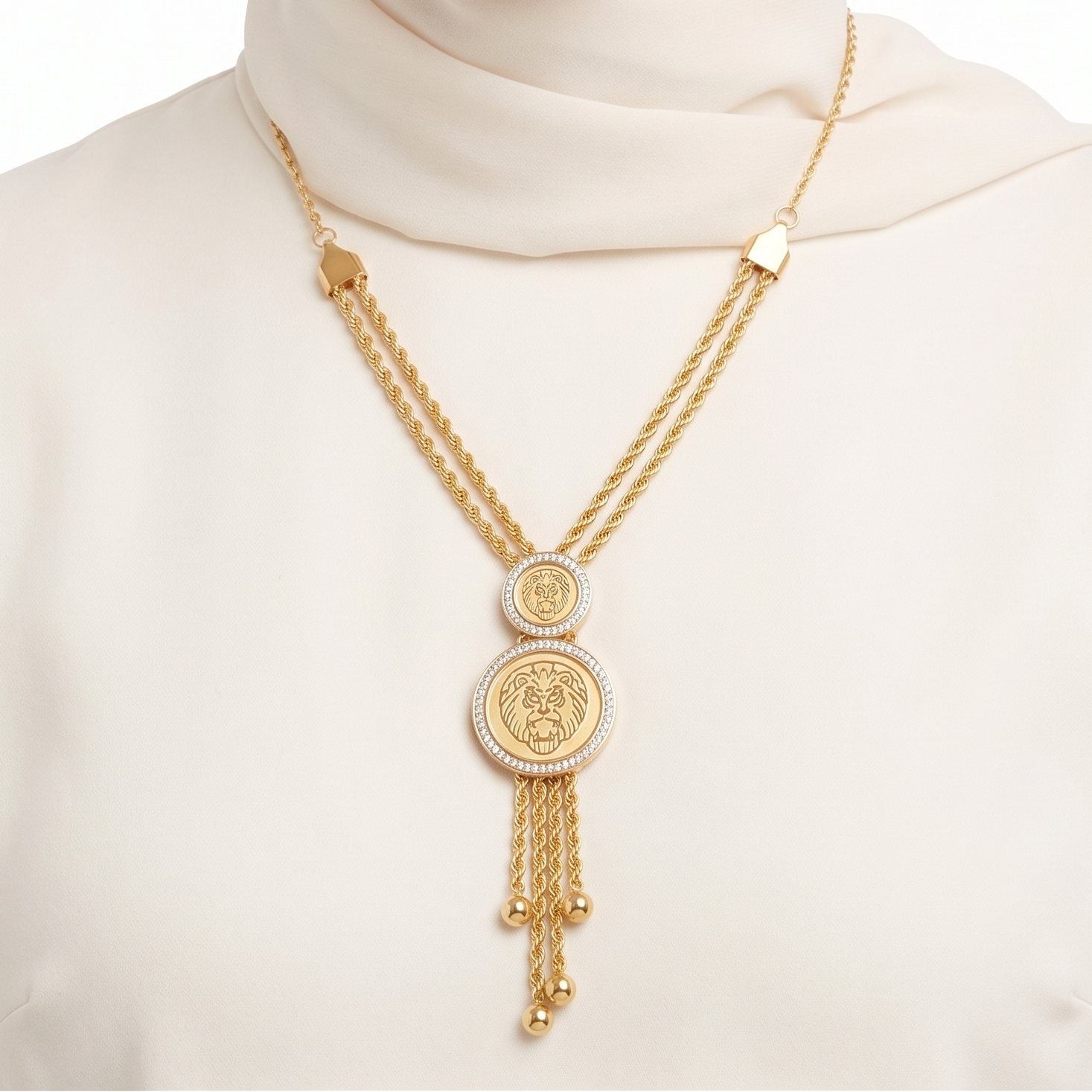 Gold Lion Medallion Bolo Tie Style Necklace 🦁✨💛