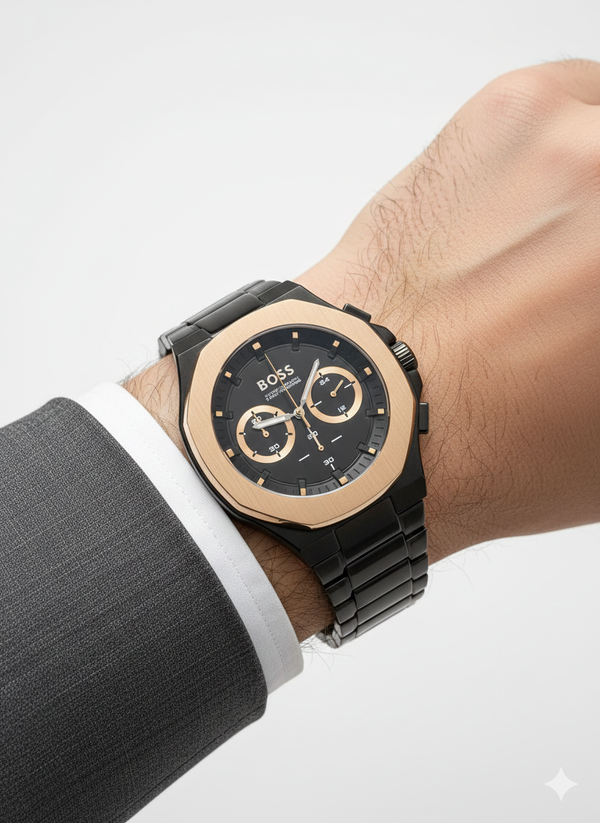 BOSS Grand Prix Chronograph Two-Tone Designer Watch ⌚️✨🖤