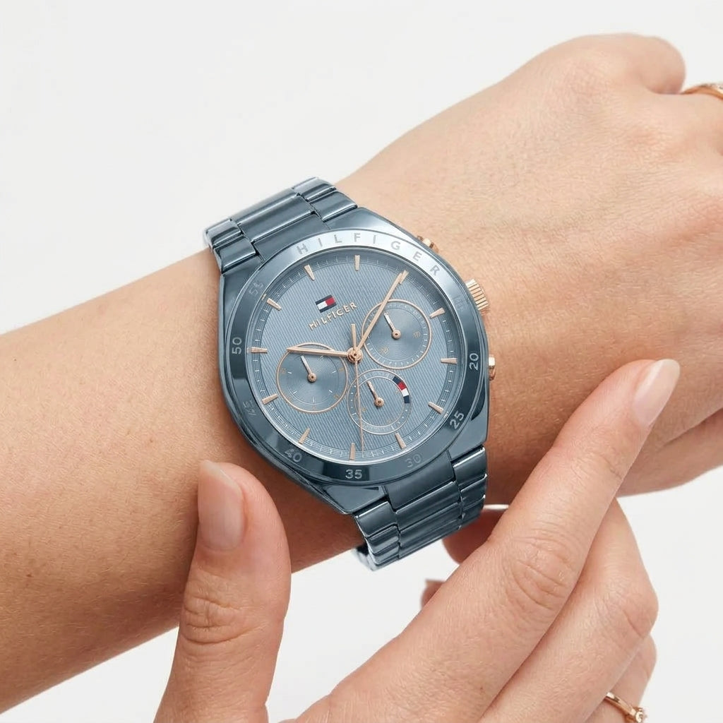Tommy Hilfiger Stainless Steel Chronograph Watch with Textured Dial