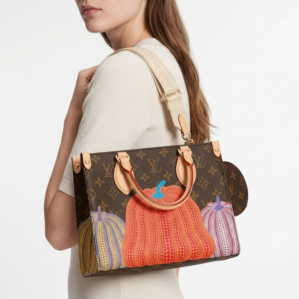 Louis Vuitton Pumpkin Print Monogram Canvas Handbag