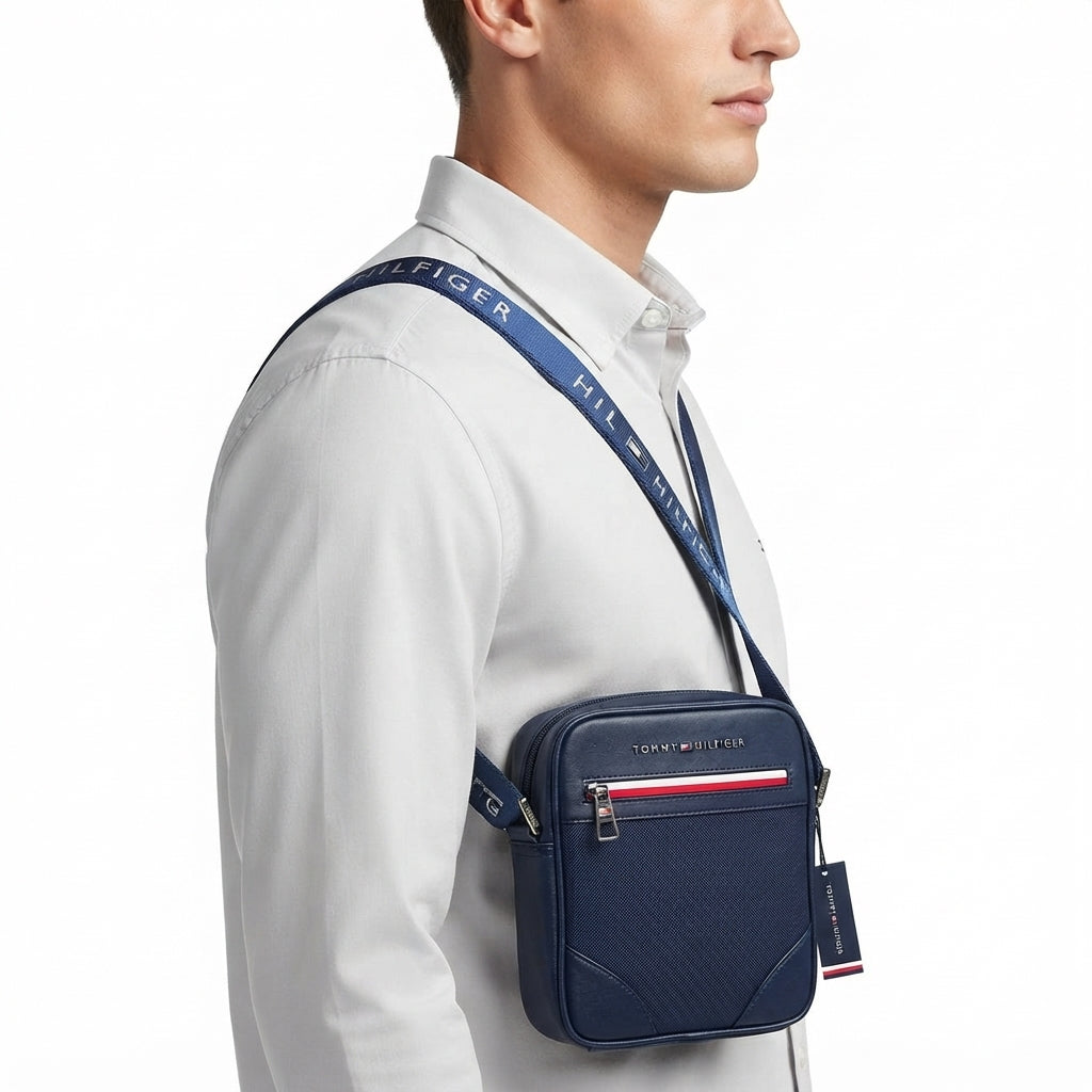 Tommy Hilfiger Signature Stripe Synthetic Leather Crossbody Bag