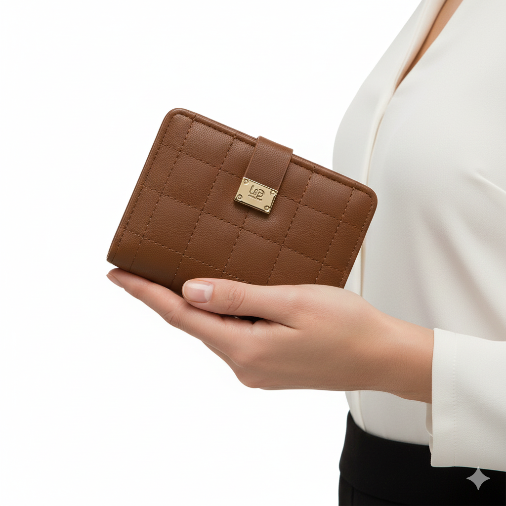 US Polo Assn Women’s Cognac Quilted Compact Wallet 👜 ✨ 🟫