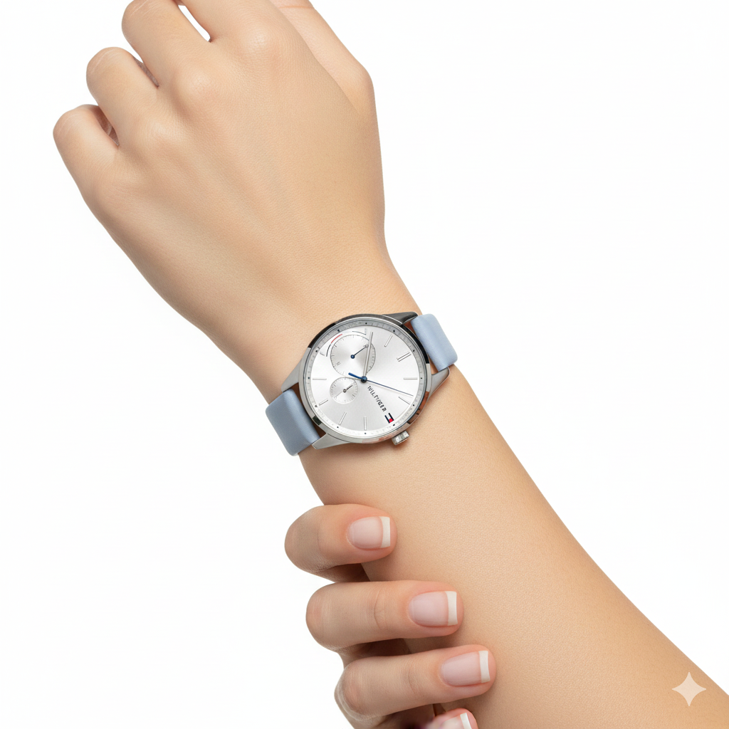 Tommy Hilfiger Silver Dial Multifunction Watch in Sky Blue ⌚✨💙