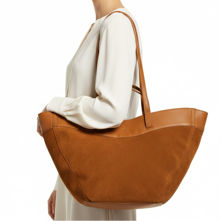 Polène Cyme Suede and Leather Tote Bag in Ebony 👜✨🤎