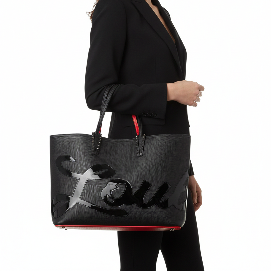 Christian Louboutin Cabata Grained Leather Tote with Studded Accents 👜✨👠