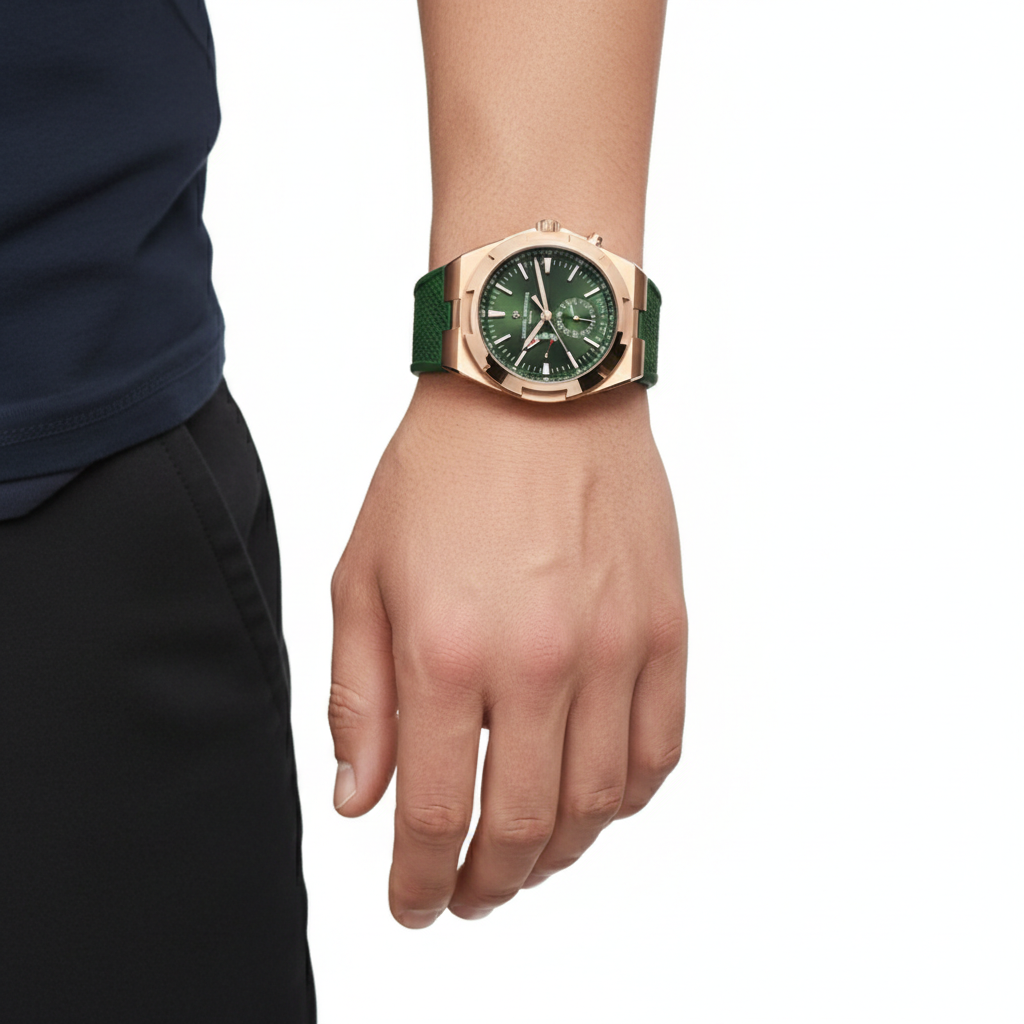 Vacheron Constantin Overseas Dual Time Rose Gold and Olive Green Watch ⌚✨🌿