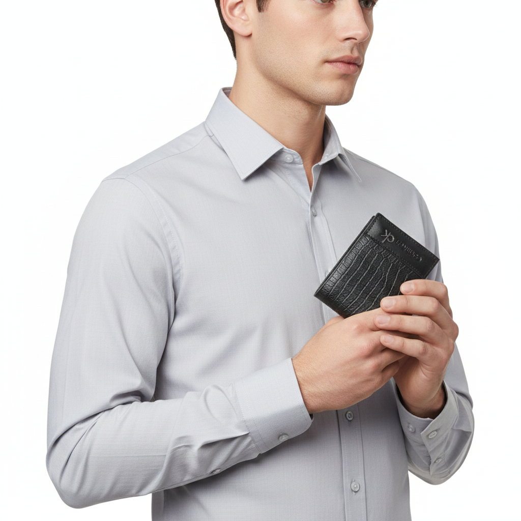 🖤 Calvin Klein Black Crocodile Texture Bi-Fold Wallet 🐊