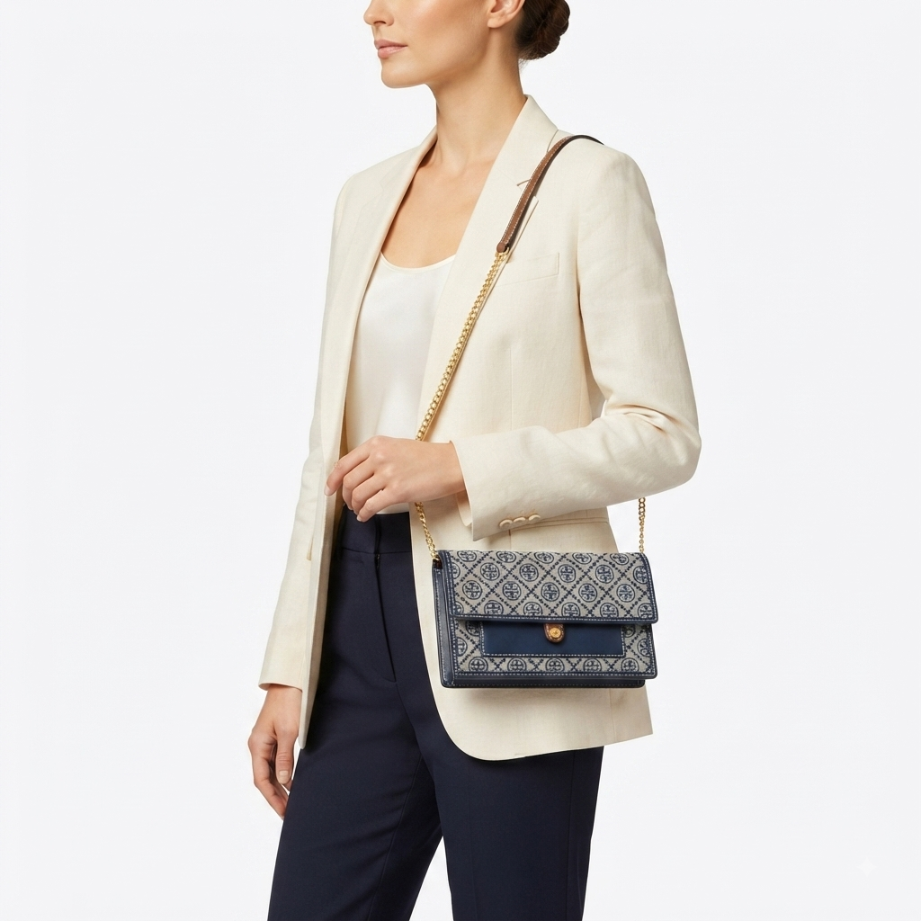 Tory Burch Monogram Crossbody with Chain Strap