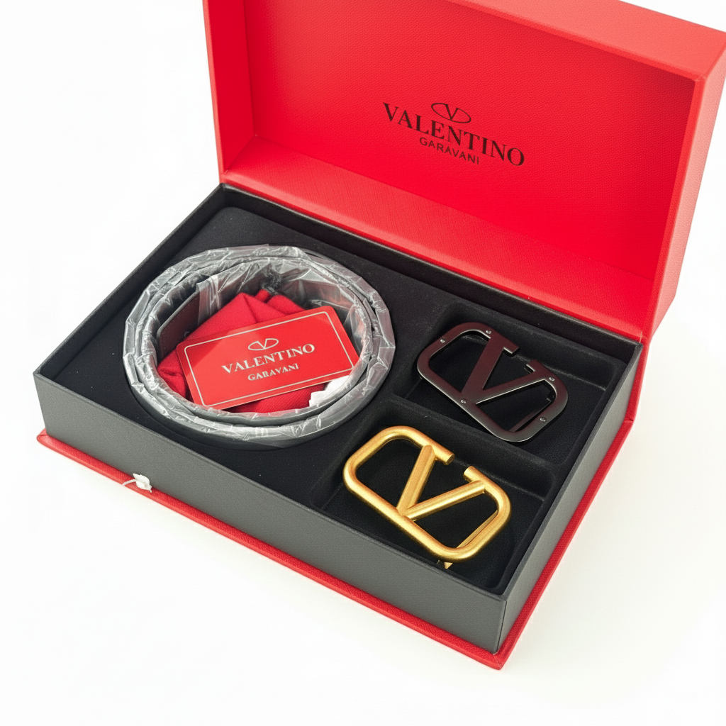 Valentino Garavani Reversible Belt with Duo VLogo Buckles 🖤❤️✨