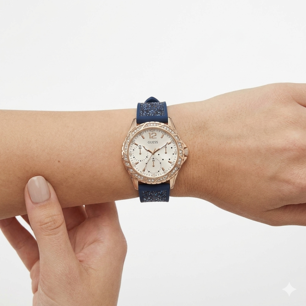 Guess Sparkle Glitz Rose Gold Tone Multifunction Watch Set ✨⌚💎