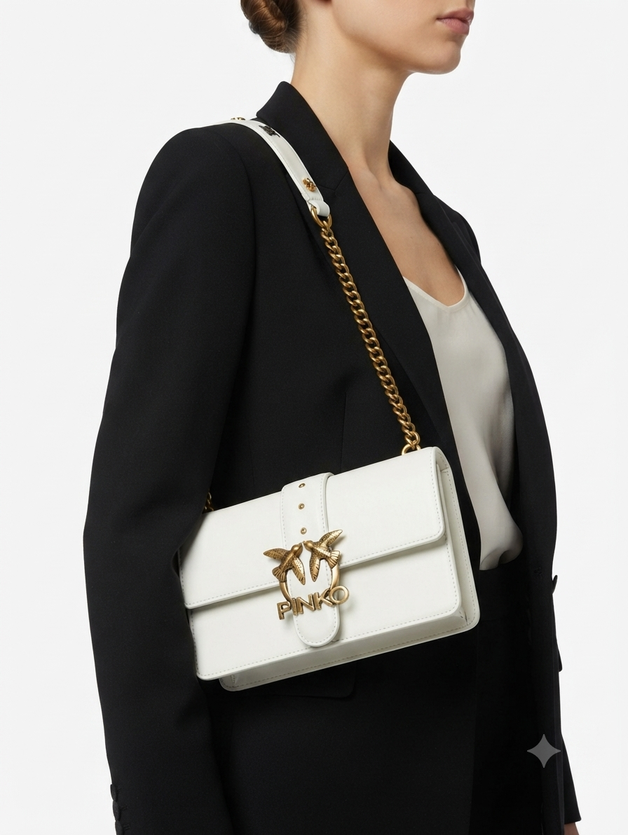 Pinko Iconic Bird Shoulder Bag with Gold Chain Details 🕊️✨