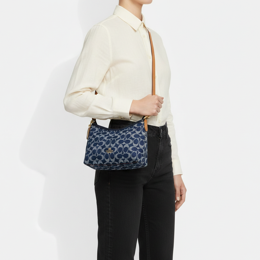 Coach Signature Denim Mini Hobo Bag with Gold-Tone Hardware 👜💙✨