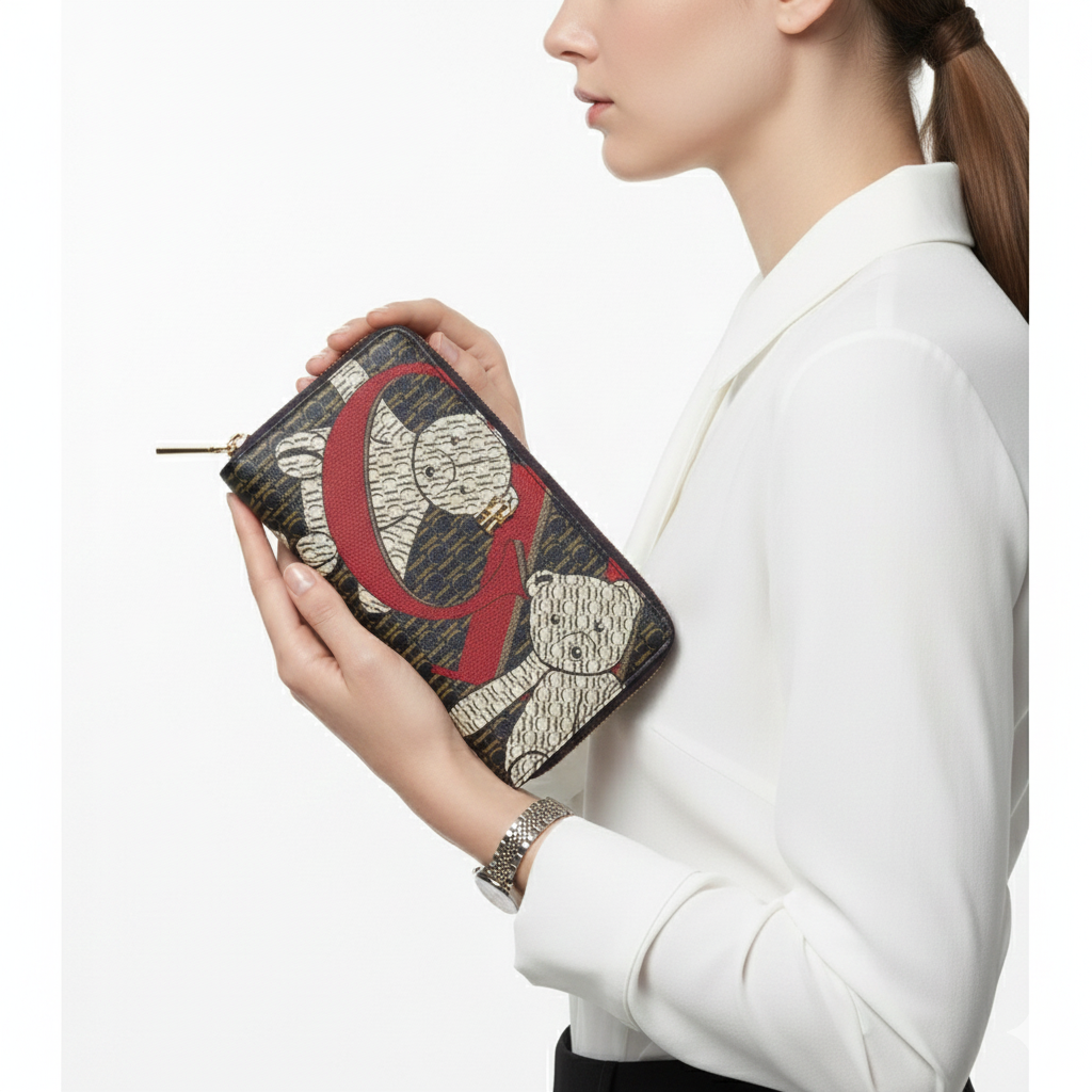 CH Carolina Herrera Teddy Bear Monogram Zip Wallet 🧸✨💼