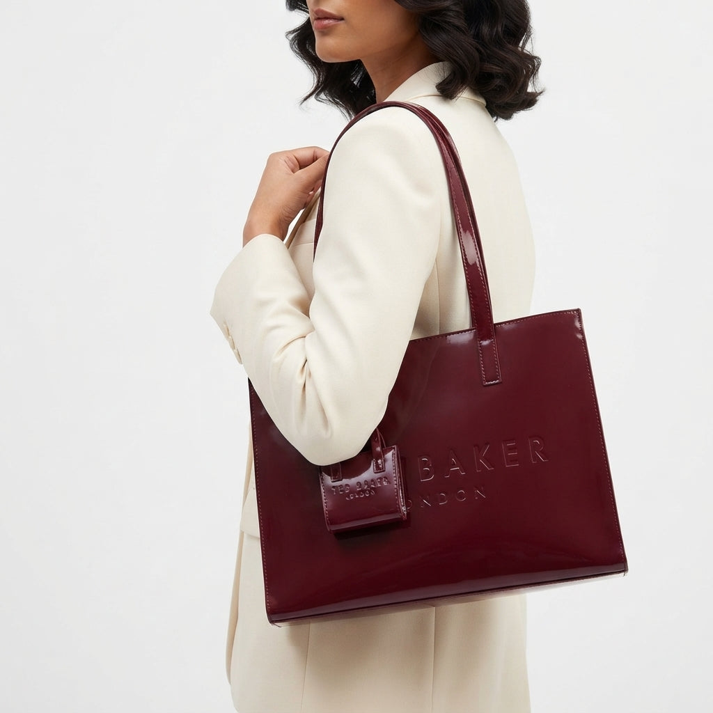 Ted Baker Mirror Patent Leather Tote with Mini Accessory