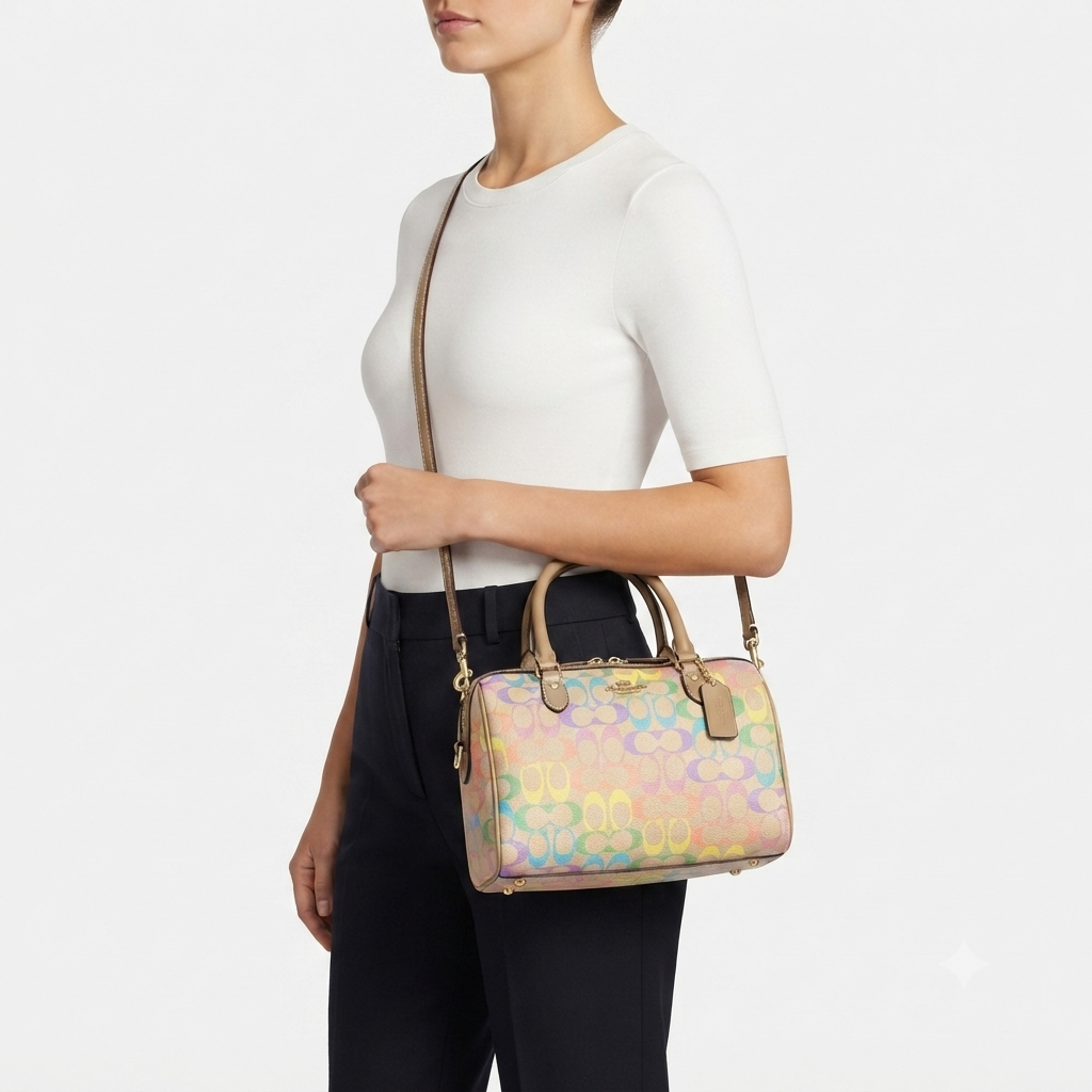 Coach Signature Rainbow Monogram Satchel in Pastel Multi 🌈👜