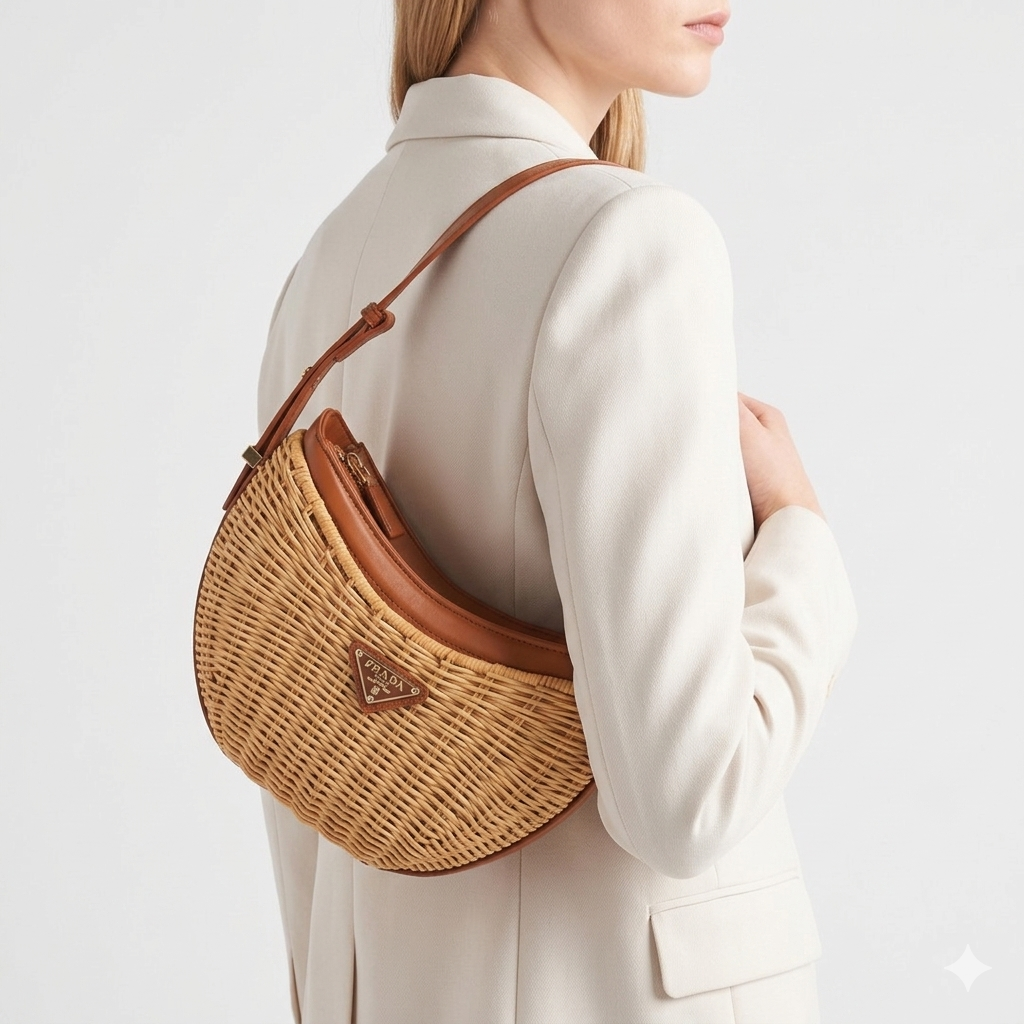 Prada Wicker & Leather Bag 👜🤎🖤