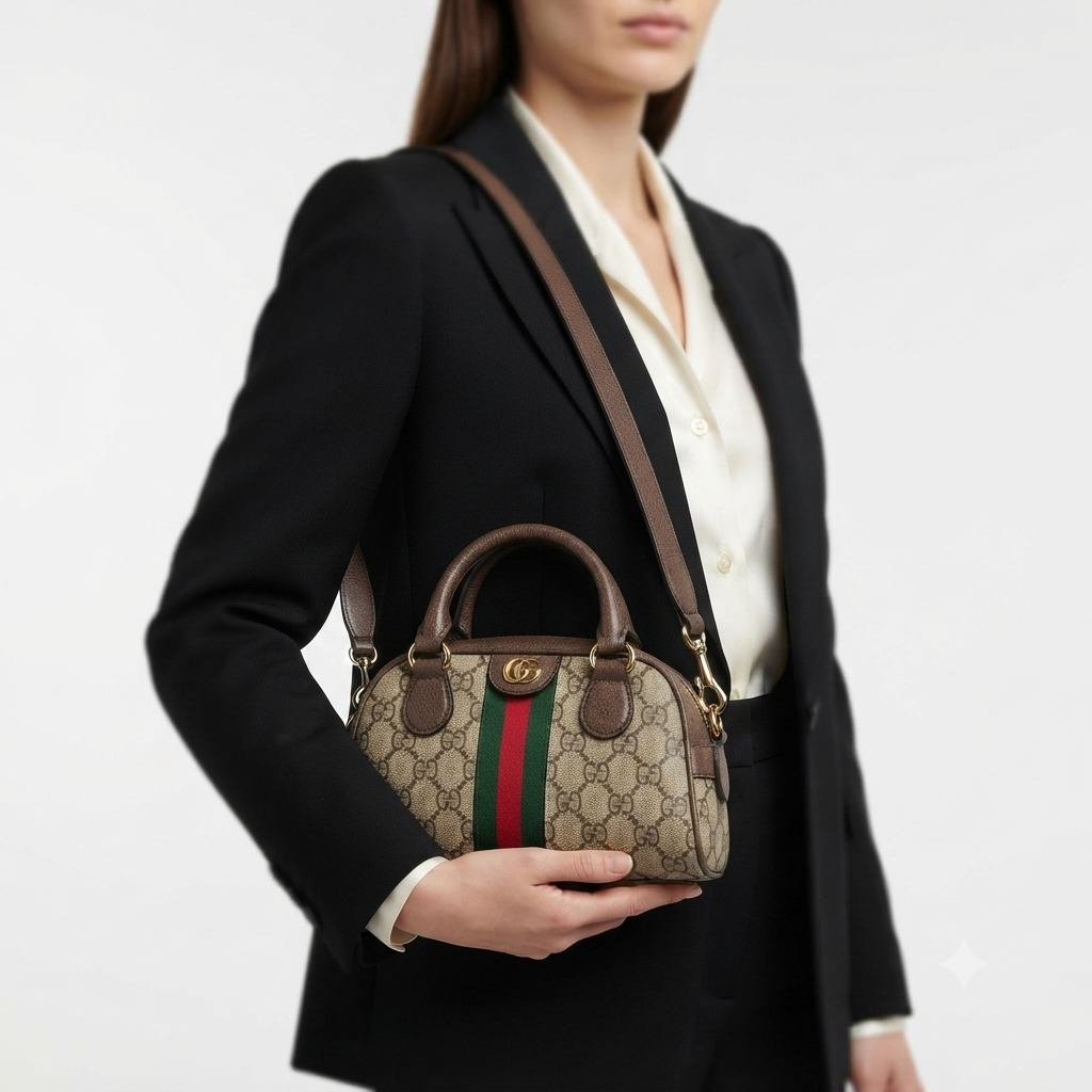 Gucci Monogram Handbag with Signature Stripe Detail 👜✨