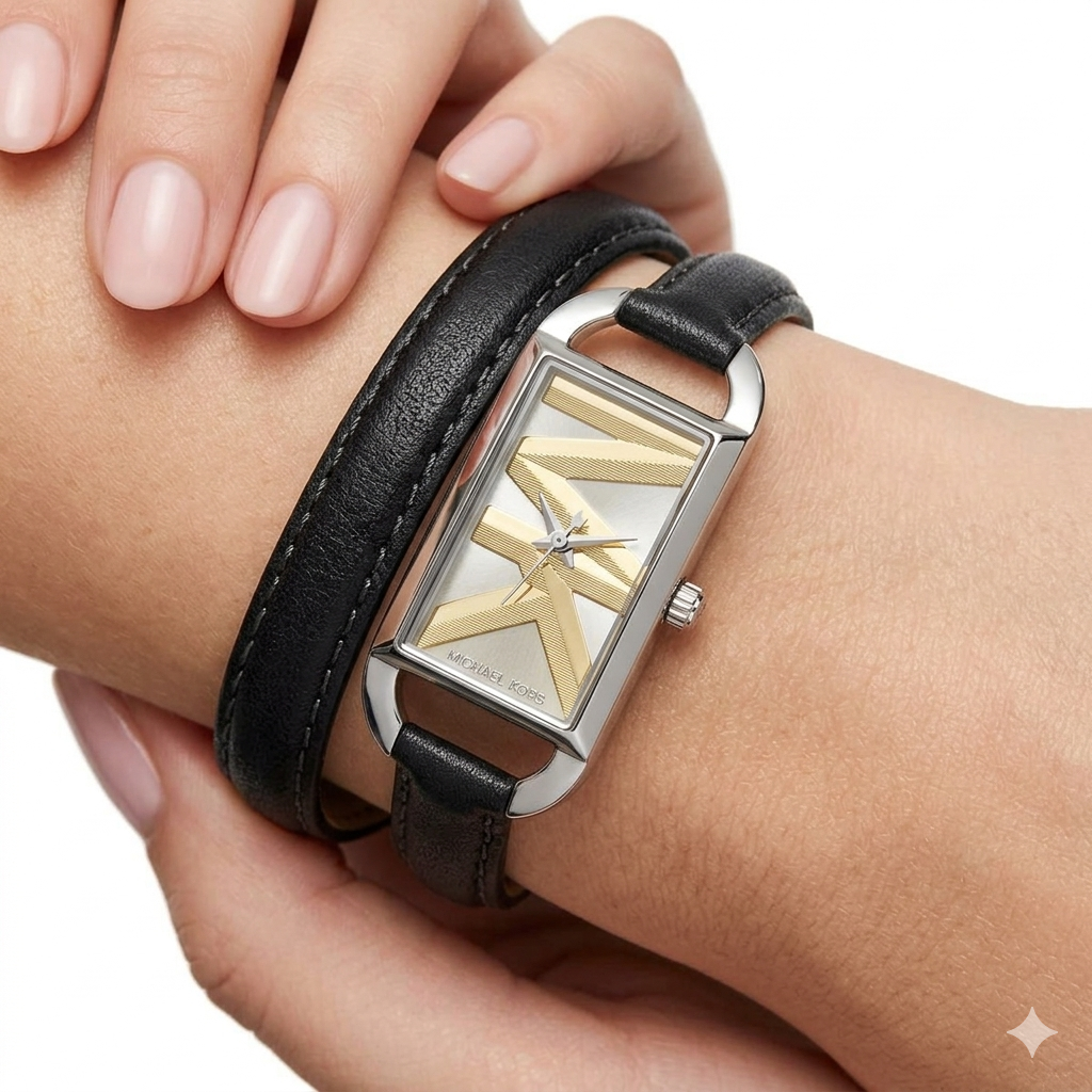 Leather Luxe: Black & Gold Women's Watch ⌚🖤💛