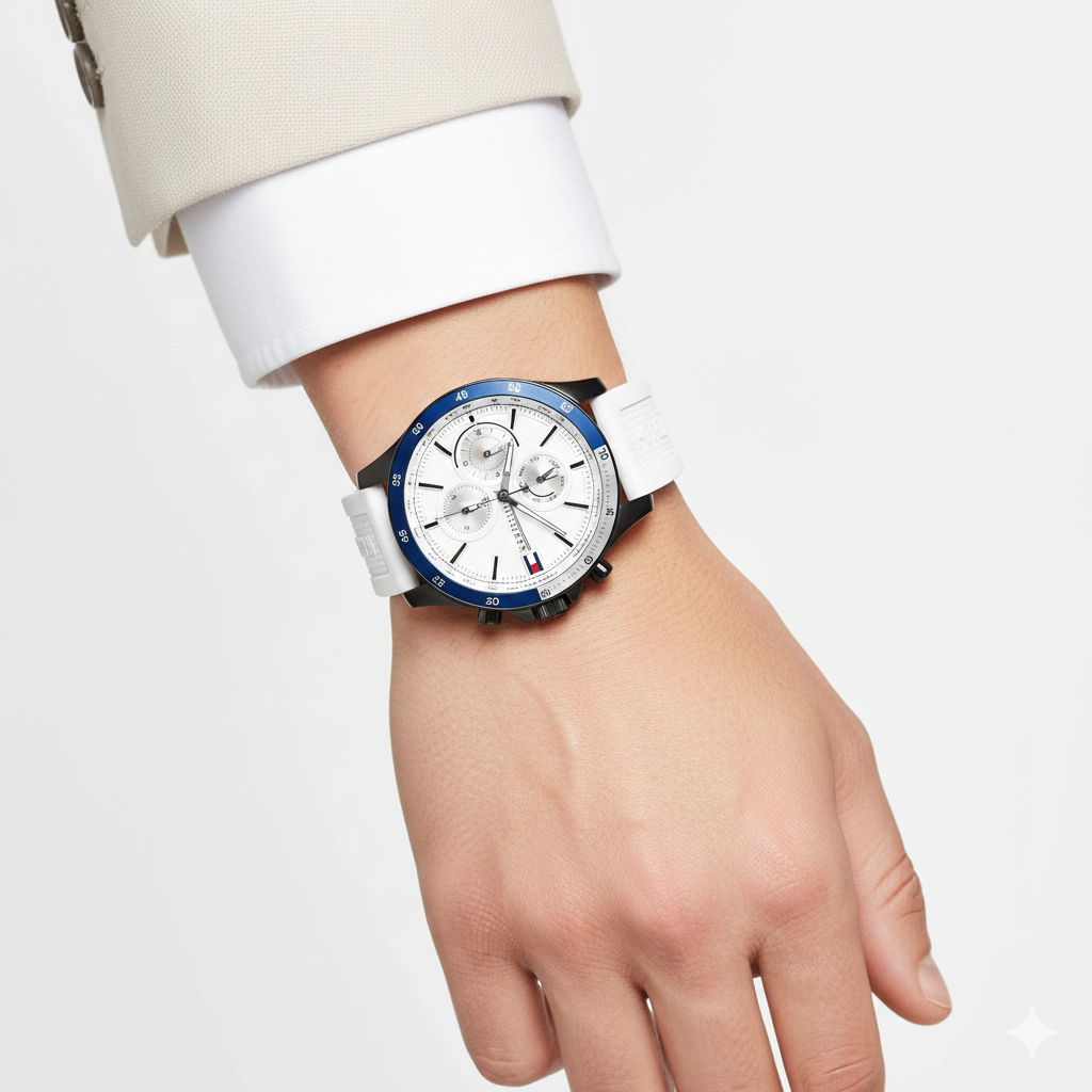 Tommy Hilfiger Men's White Silicone Multi-Function Sport Watch ⚪️🔵⌚️