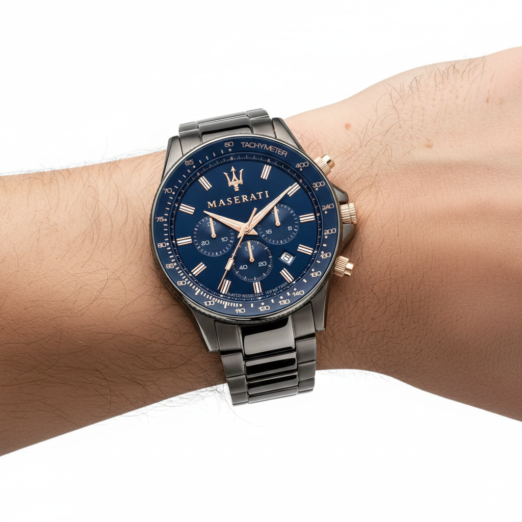 Maserati Traguardo Chronograph Men’s Watch in Gunmetal and Navy 🏎️⌚💙