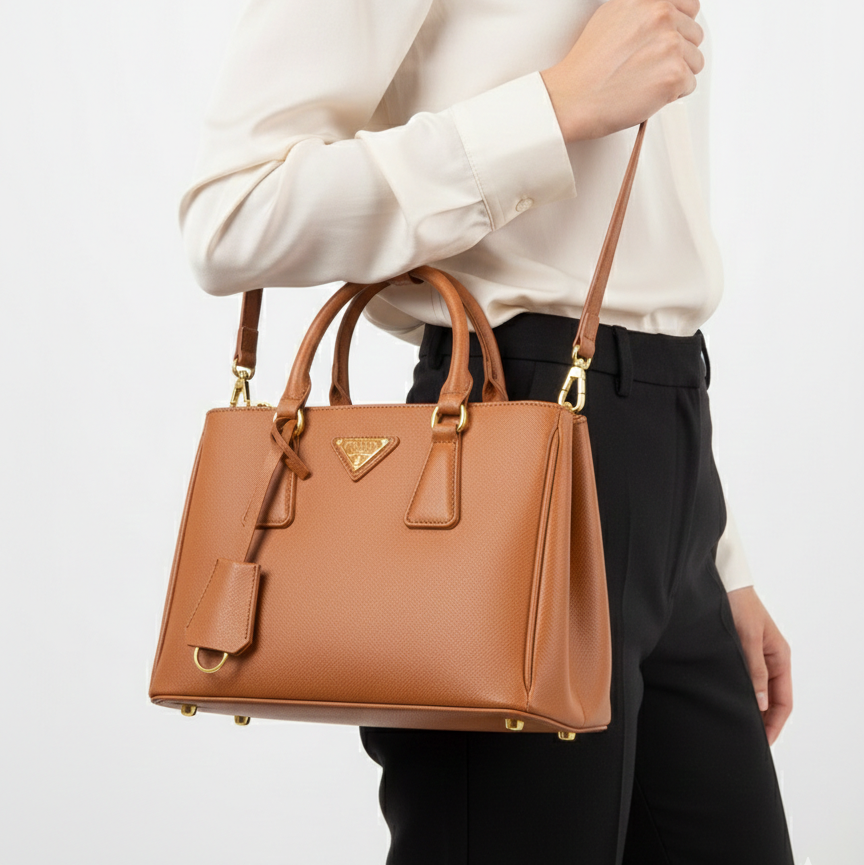 Prada Galleria Saffiano Leather Handbag in Cognac 👜✨💼