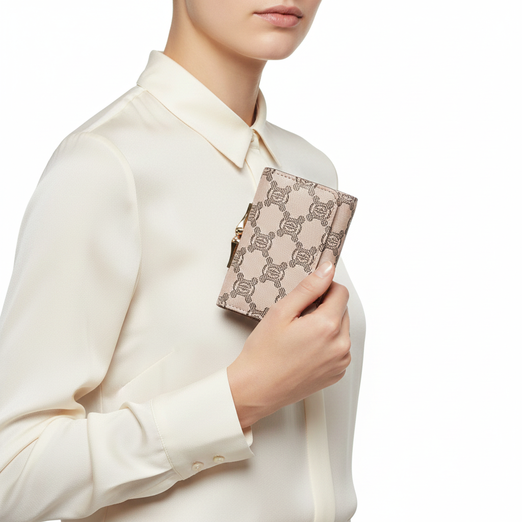 Monogram Compact Trifold Wallet with Vintage Kiss Lock Clasp 👛✨👜