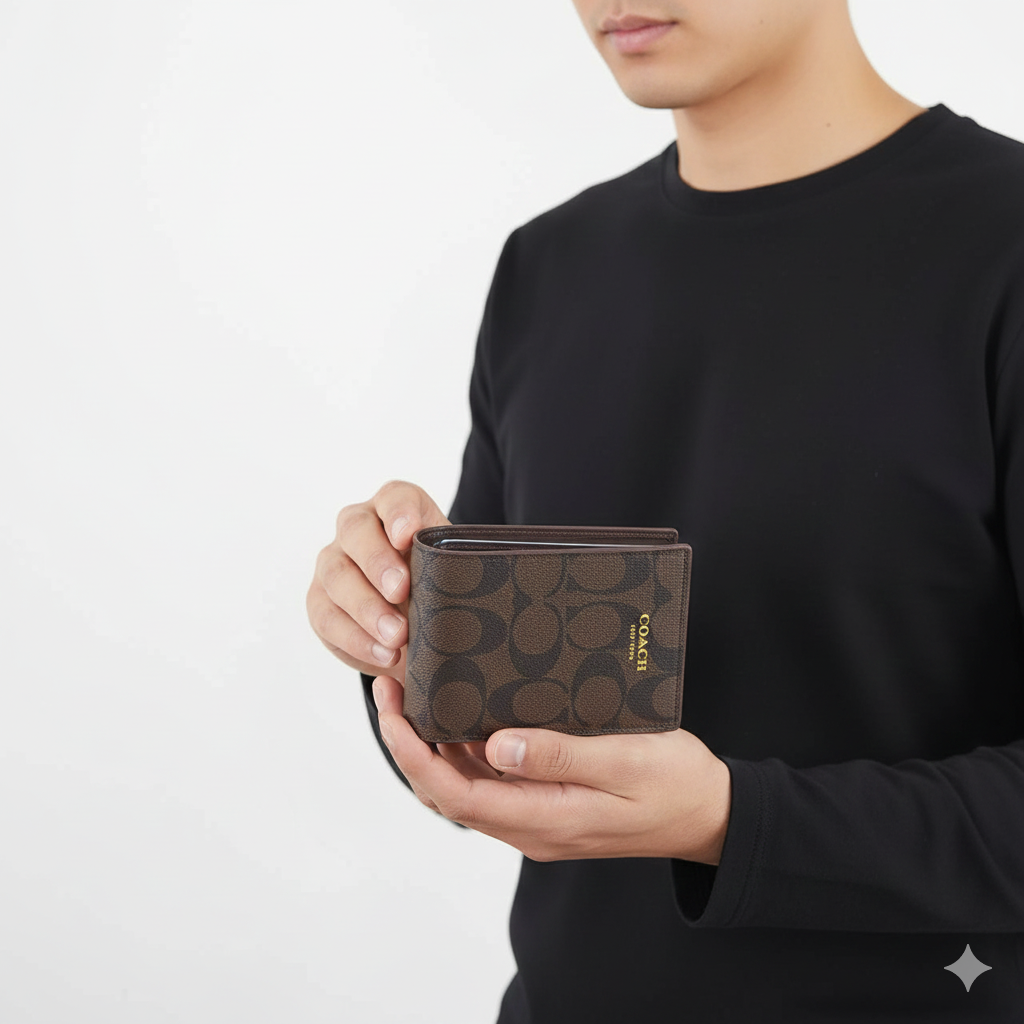 Coach Signature Canvas Bifold Wallet 💼✨🤎