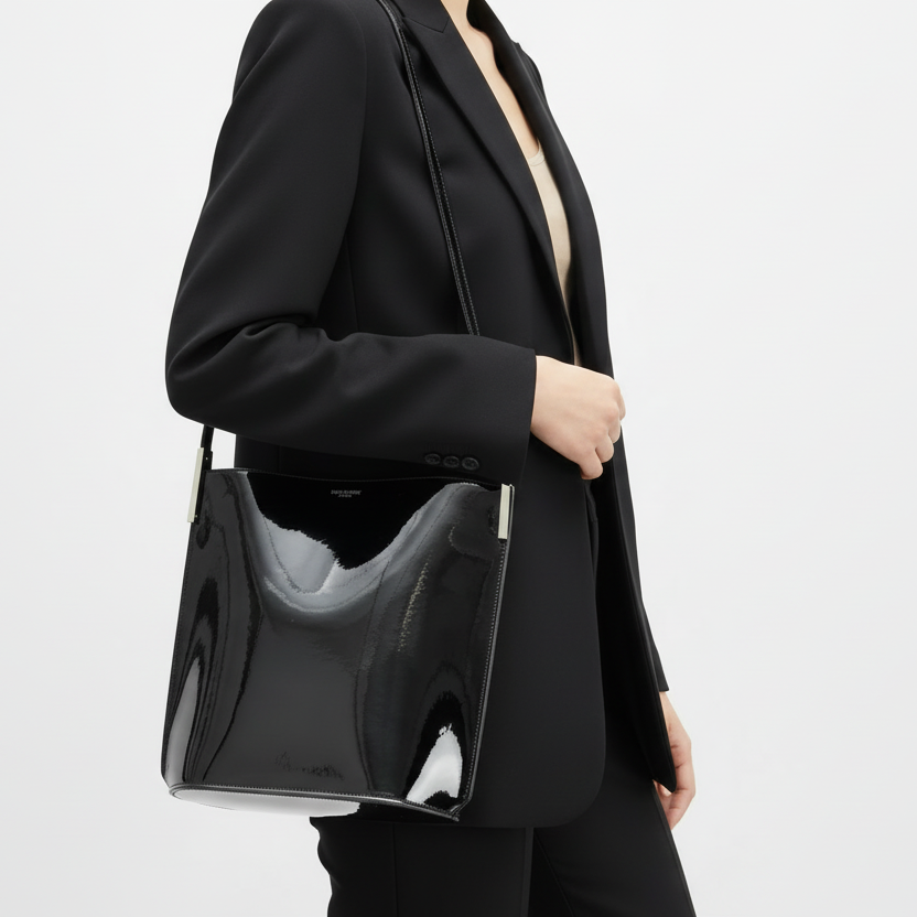 Saint Laurent Paris Patent Leather Bucket Bag 🖤✨👜