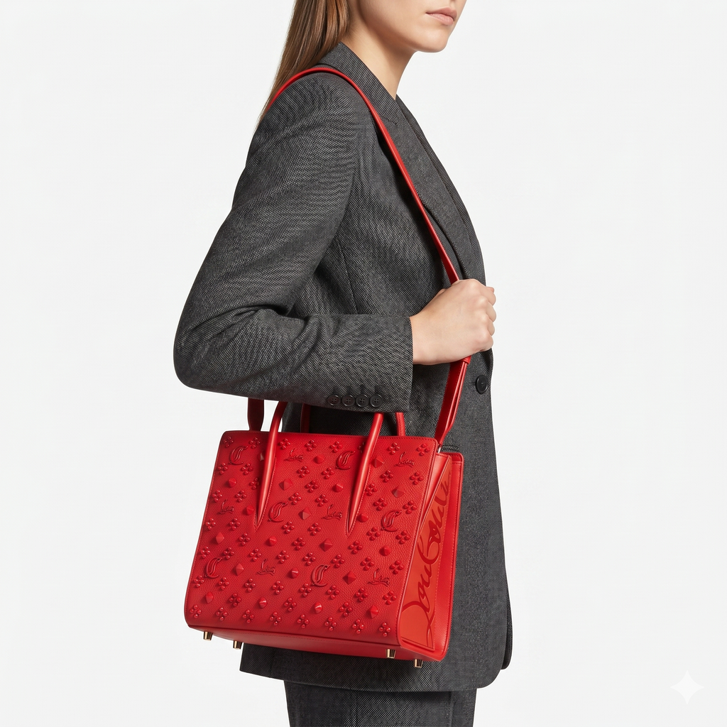 Christian Louboutin Studded Monogram Leather Tote Bag 🖤👠