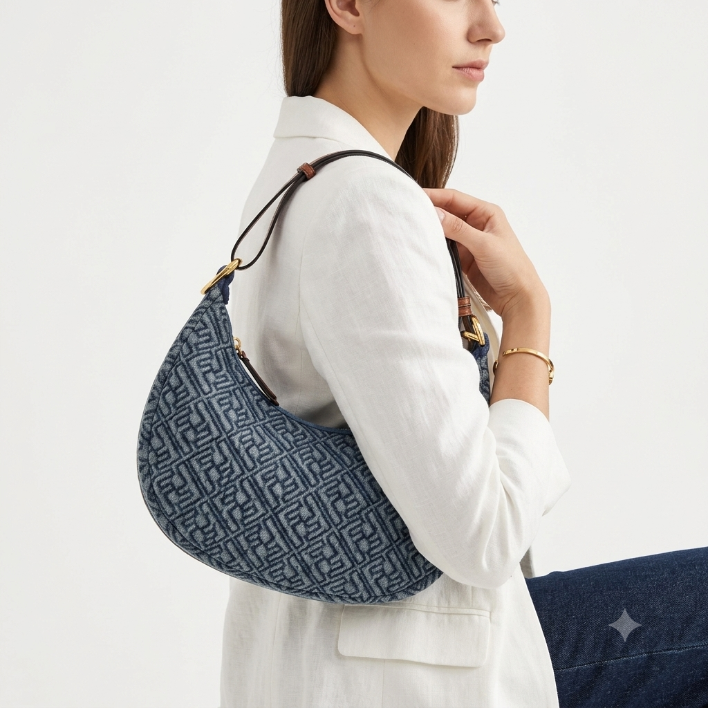 Fendi Denim Hobo Bag with Gold-Tone Hardware 💙👜
