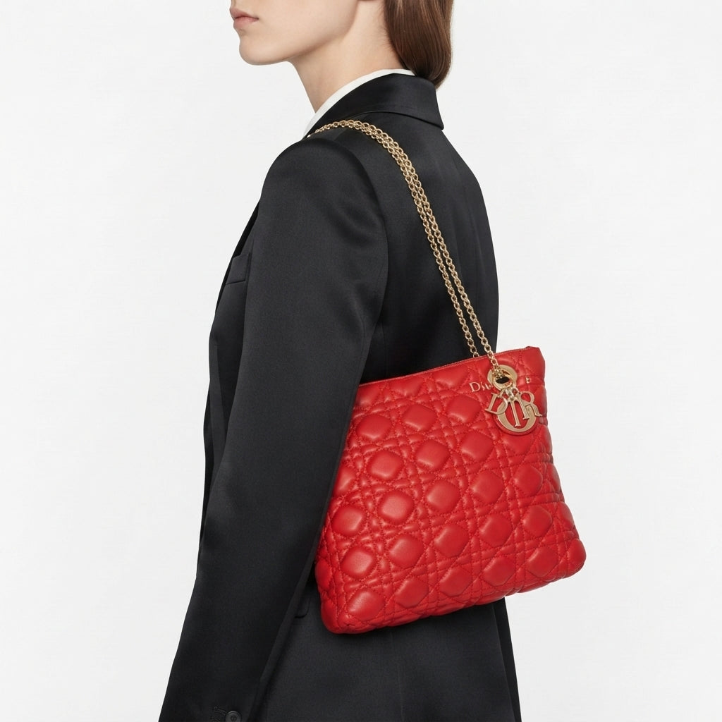 Dior Quilted Shoulder Bag with Gold Tone Chain Straps