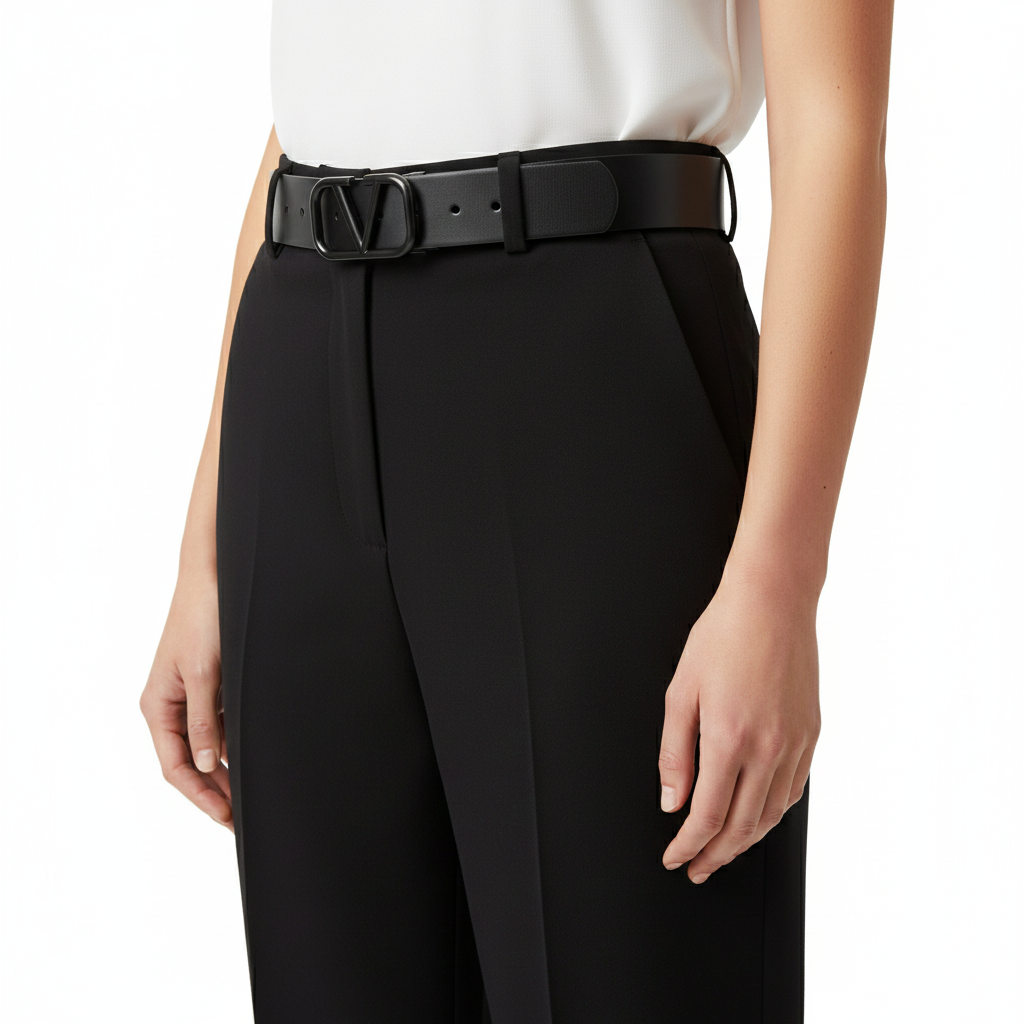 Valentino Garavani Leather Belt with Matte Black VLogo Buckle 🖤🔥⚫