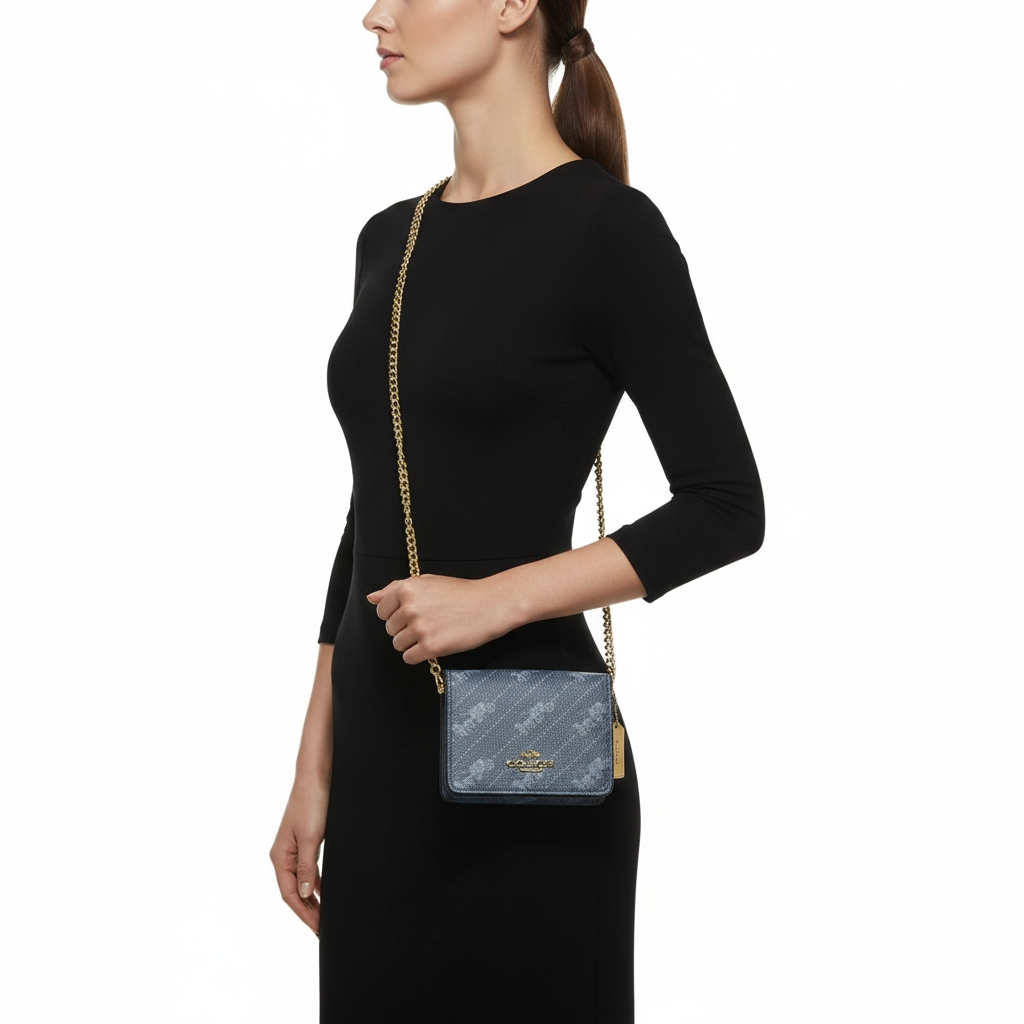 Coach Horse and Carriage Mini Chain Wallet in Denim Blue 👜✨💙