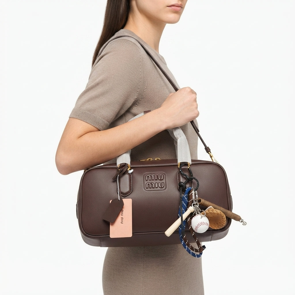 Miu Miu Brown Structured Top Handle Bag