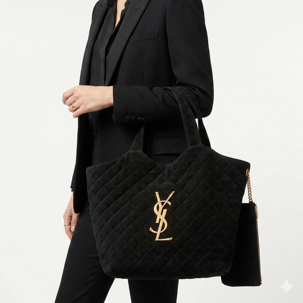 Gemini said Saint Laurent Icare Maxi Shopping Bag in Quilted Suede 🖤👜✨