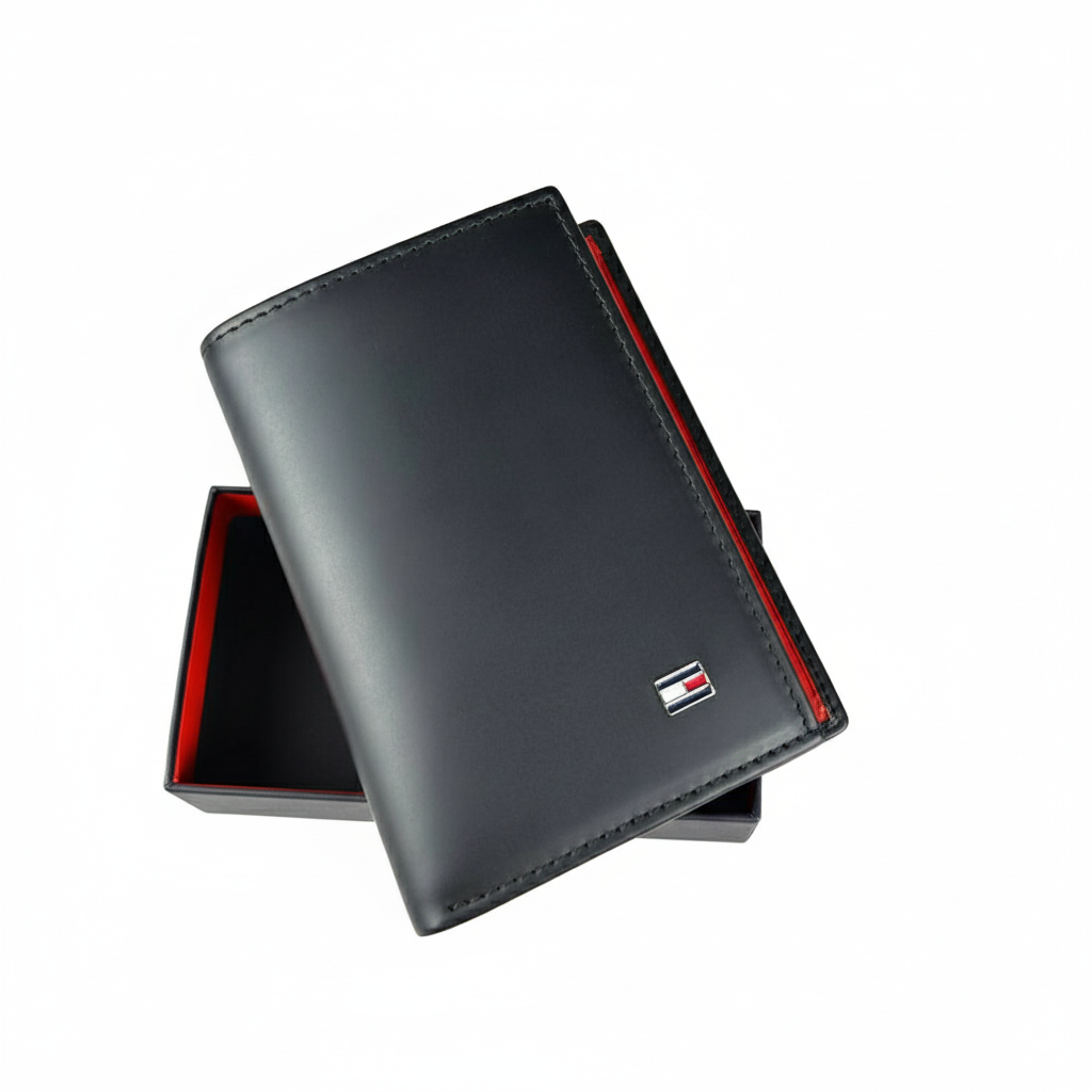 Tommy Hilfiger Men's Tan Monogram Leather RFID Bi-Fold Wallet 🤎🔠💳