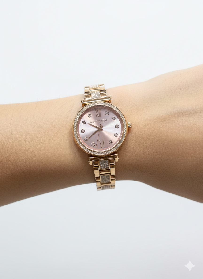 Michael Kors Rose Gold Pave Chain Link Watch ⌚✨💖