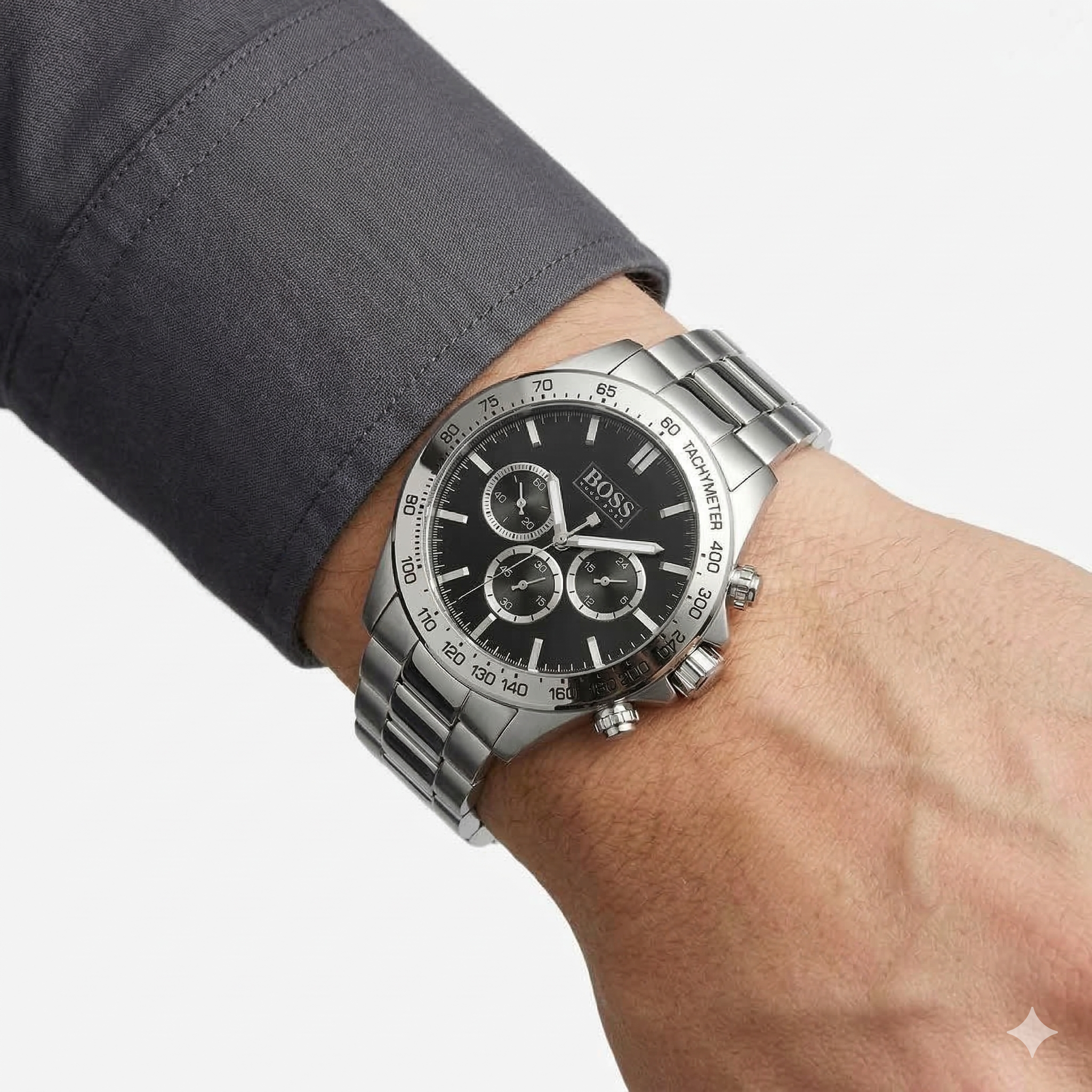 BOSS Hugo Boss Silver & Blue Stainless Steel Watch ⌚🔵✨