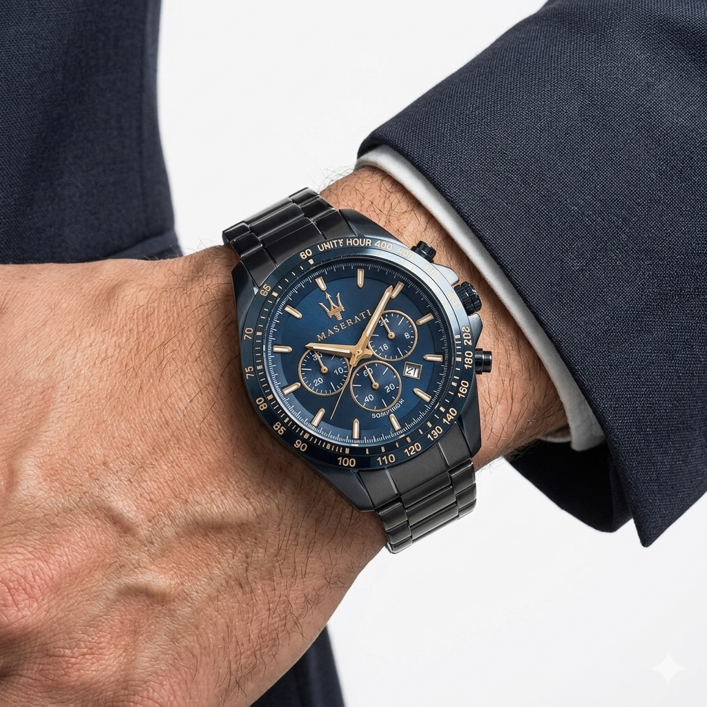 Maserati Men's Watch: Blue, Black & Silver ⌚