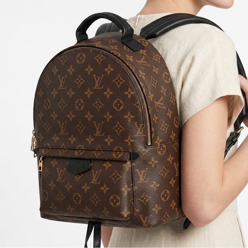 Louis Vuitton Monogram Palm Springs Backpack with Black Leather Trim 🎒🤎✨