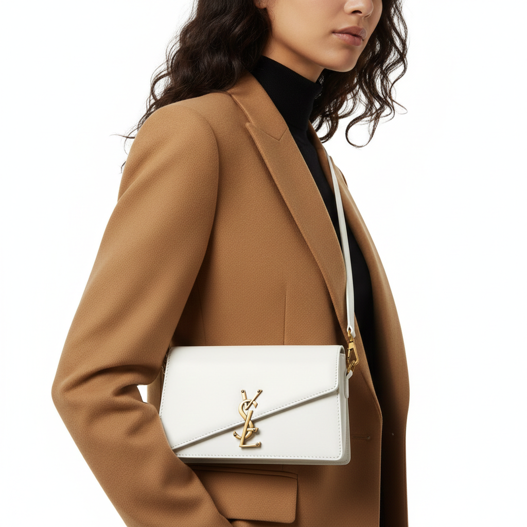 Saint Laurent Cassandra White Leather Shoulder Bag 🕊️👜✨