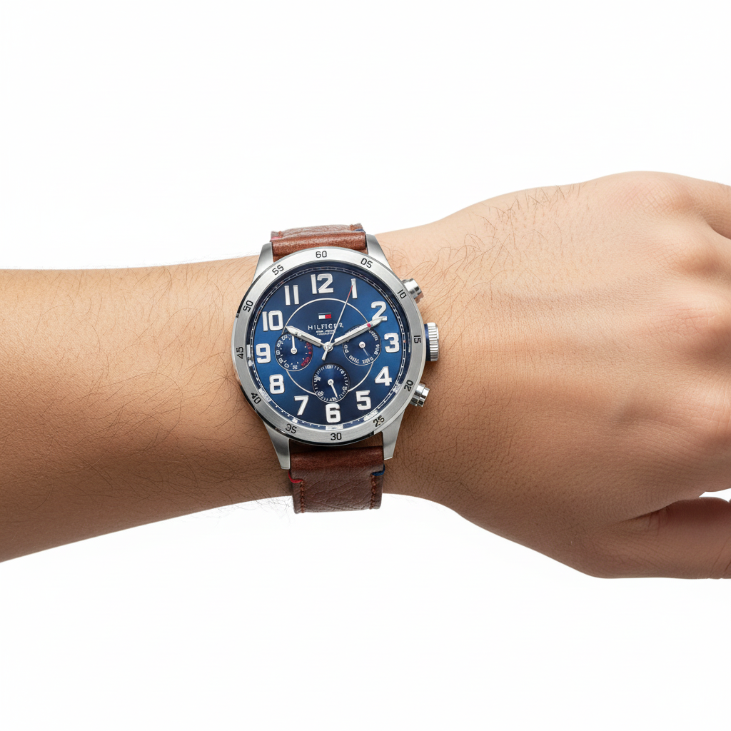 Tommy Hilfiger Multi-Dial Watch with Brown Leather Strap ⌚ 🇺🇸 👔
