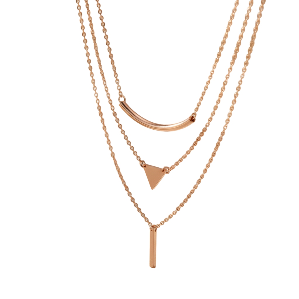 Chic Rose Gold Layered Geometric Pendant Necklace geometrick 💖✨🌟