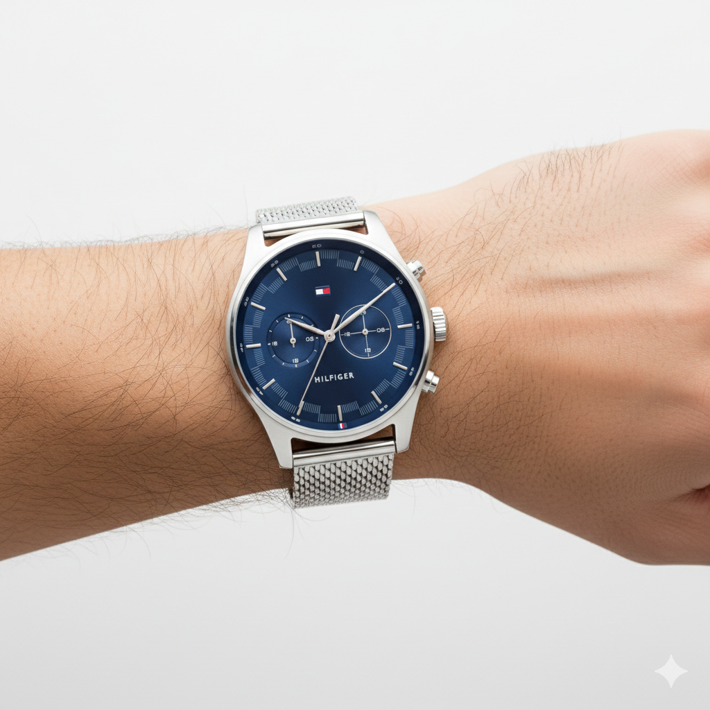 Tommy Hilfiger Blue Dial Chronograph with Mesh Bracelet ⌚💙✨