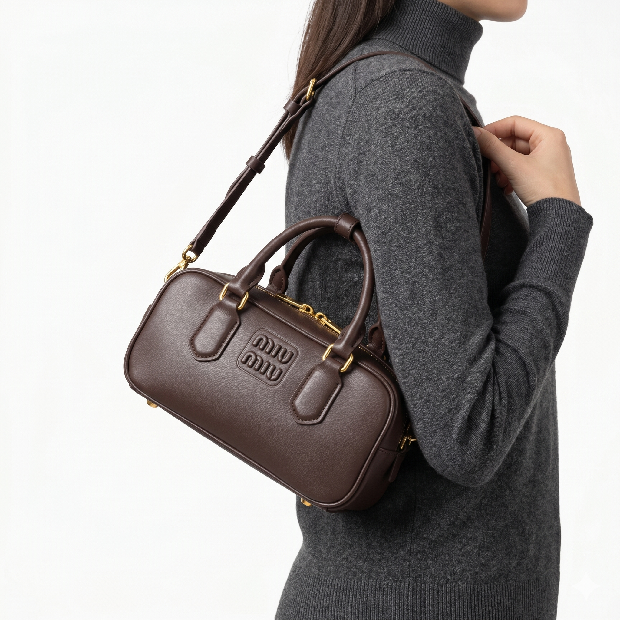 Miu Miu Signature Brown Leather Handbag with Playful Charms 👜✨