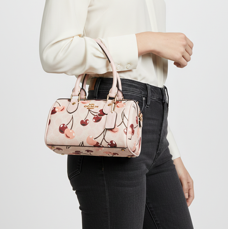 Coach Mini Rowan Satchel in Signature Canvas with Cherry Print 🍒👜🌸
